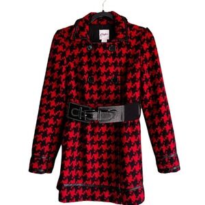Candies Red Black Houndstooth Coat Womens Size S Flawed Gem Retro Y2k Cosplay